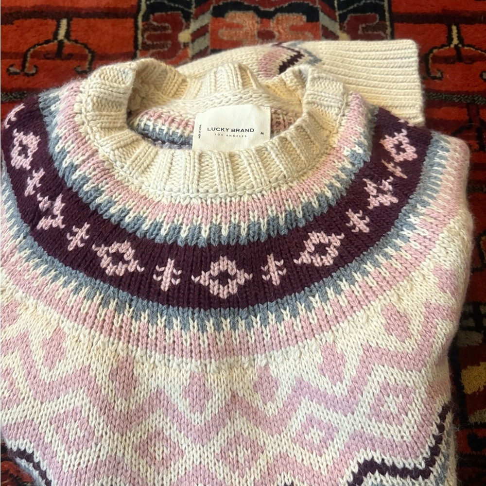 Lucky Brand Women's Cream, Pink, and Purple Sweater